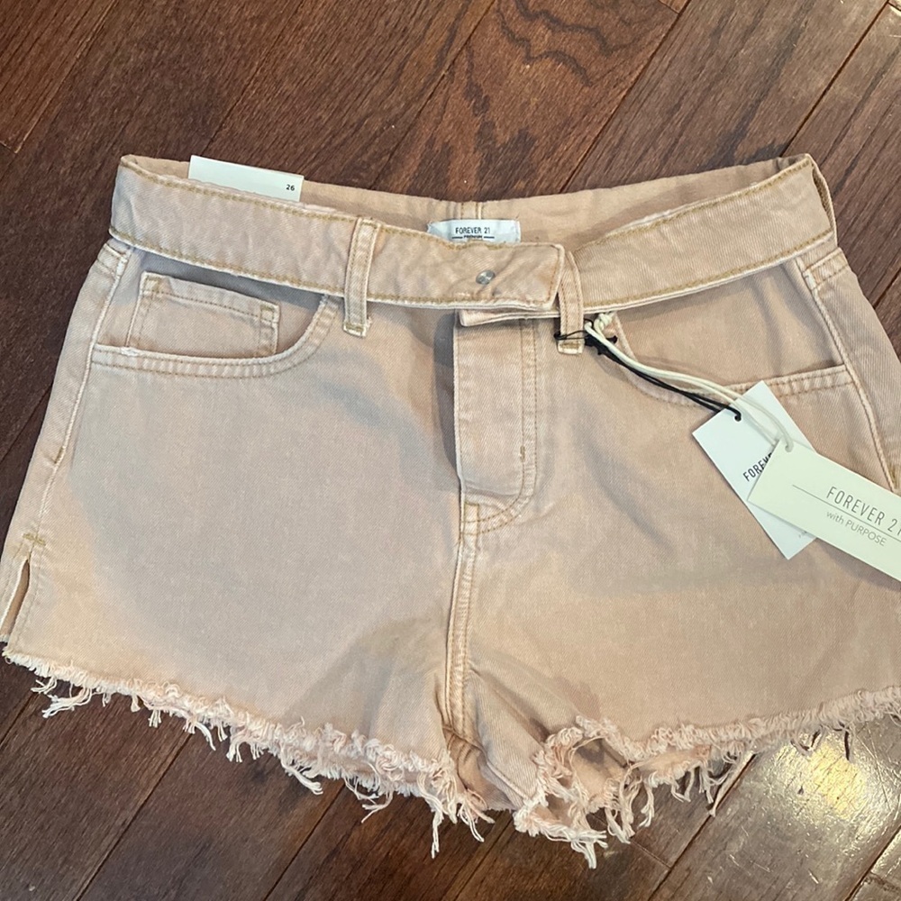 NWT forever 21 fold over waist high rise shorts in rose